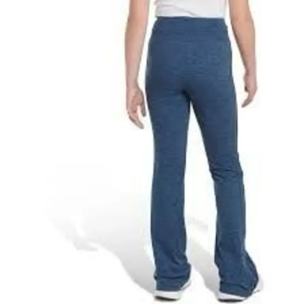 Adidas Girls' Heather Blue Melange Slim Fit Flare Leg Athletic Track Pants 10/12